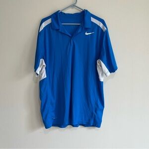 Nike Men's Blue and White Polo Shirt